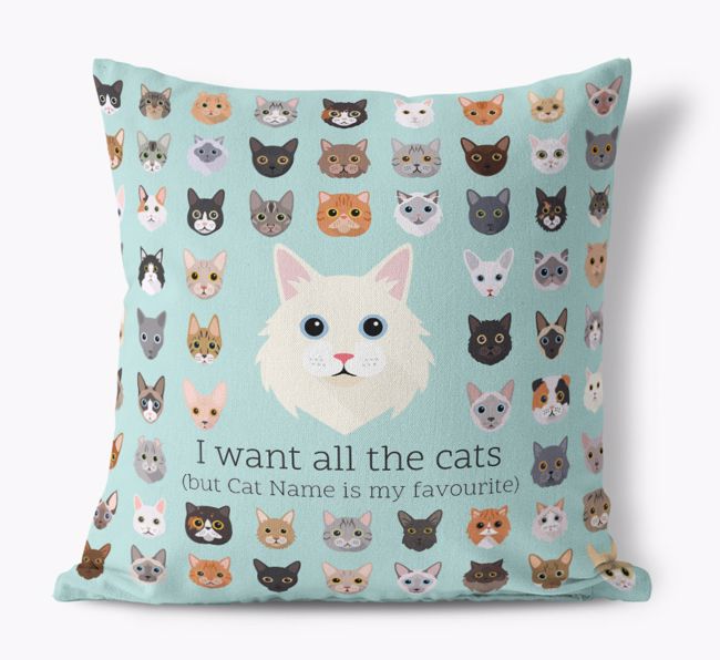 I Want All the Cats: Personalised {breedCommonName} Canvas Cushion